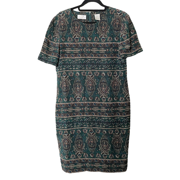 Liz Claiborne Dresses & Skirts - Vintage Liz Claiborne Silk Shift Dress Size 10 1980's Workwear Green Paisley